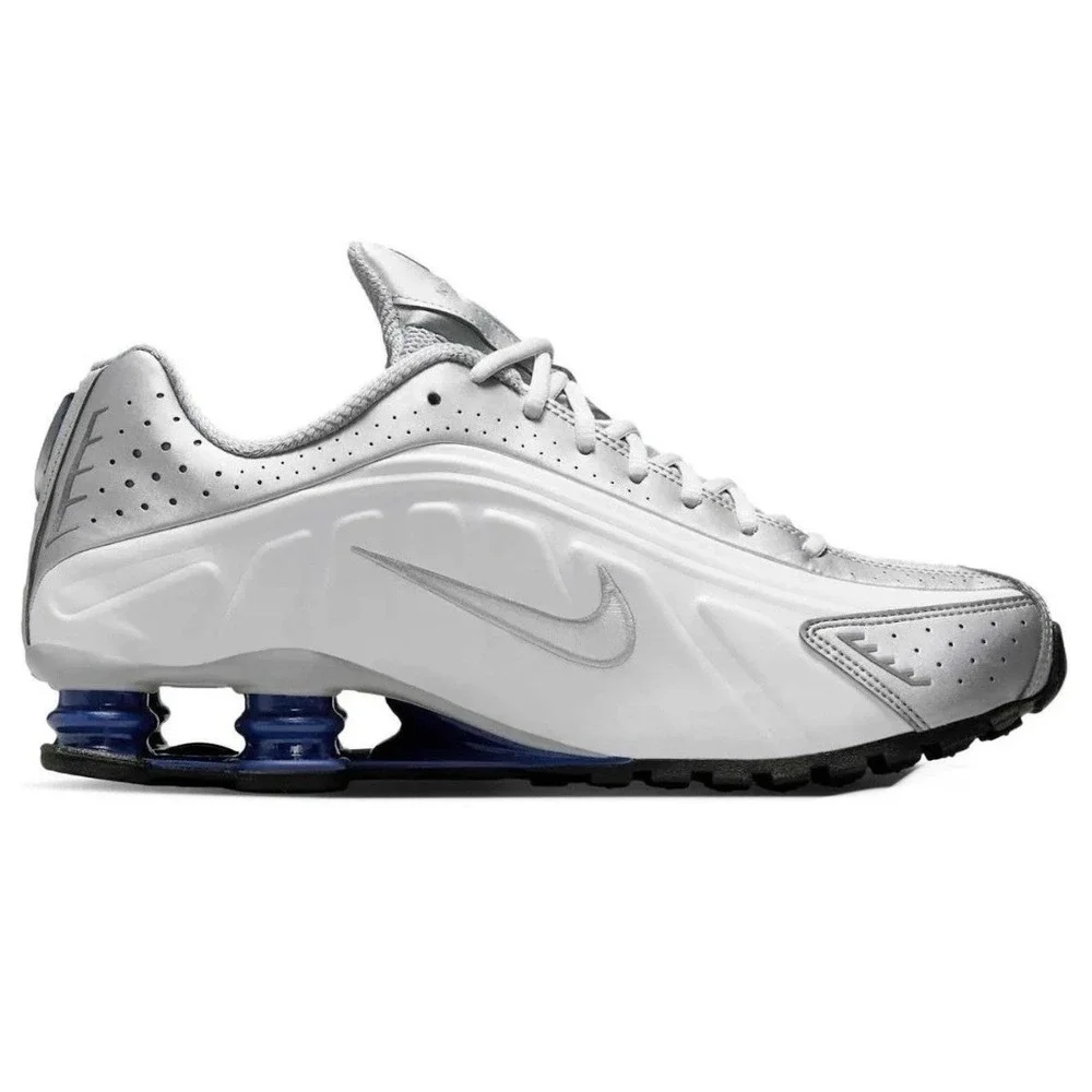Nike Shox R4 Metallic Silver Deep Royal Blue Men's 9.5 HQ1988-102 New